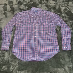 J Mclaughlin Shirt Men's Medium Multicolor Red Blue Button Down Long Sleeve‎